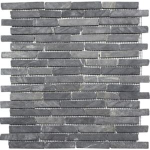 Mozaic marmura MOS Brick 125 negru mat 30,5x30,5 cm