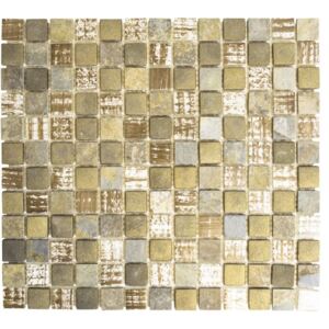 Mozaic sticla-piatra naturala XCM CB 52 mix rustic 30x32,5 cm