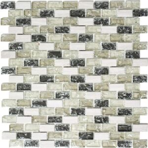 Mozaic sticla-piatra naturala XIC B1152 mix gri 30x28,5 cm