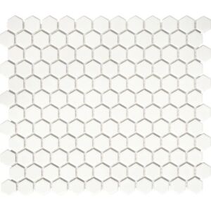 Mozaic ceramic hexagonal HX 050 uni alb lucios 26x30 cm