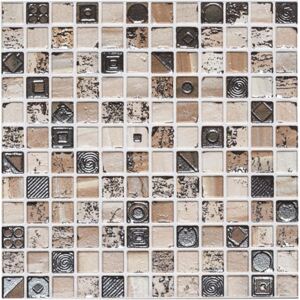 Placa portelanata Mosaico Avorio Beige Mix 30x30 cm