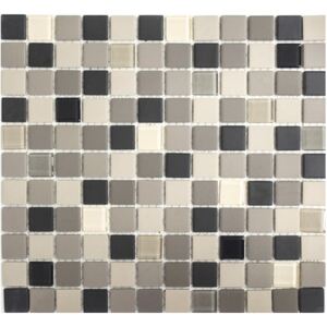 Mozaic sticla-ceramica CU G60 mix bej/gri/negru 32,7x30,2 cm