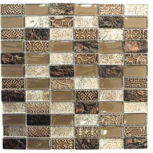 Mozaic sticla-piatra naturala XCM CRS6 mix maro 30x30 cm
