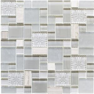Mozaic sticla-piatra naturala XCM MC669 mix multicolor 30x30 cm