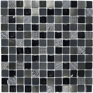 Mozaic sticla-piatra naturala XCM HQ29 mix negru 30x30 cm