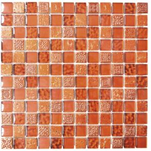Mozaic sticla-piatra naturala XCM CB 30 mix rosu 30x30 cm