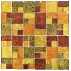 Mozaic sticla XCM 8AL49 mix bronz/auriu/portocaliu 30x30 cm