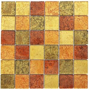 Mozaic sticla CM 4AL24 QUADRAT mix bronz-auriu-portocaliu 30x30 cm