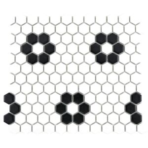 Mozaic ceramic HX 030 alb-negru mat 26x30 cm