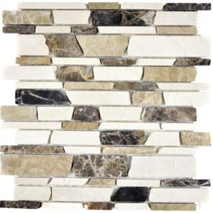 Mozaic marmura MOS Brick 295 bej-maro 27,5x30 cm