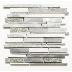 Mozaic piatra naturala-aluminiu XSA 535 argintiu 30x31 cm