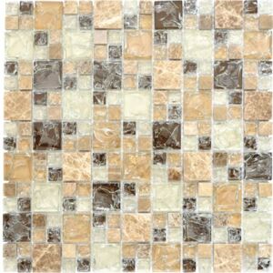 Mozaic sticla-piatra naturala XIC K1453 mix maro 30,5x30,5 cm