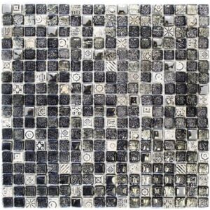 Mozaic sticla XCM ZEUS crom-negru 30x30 cm