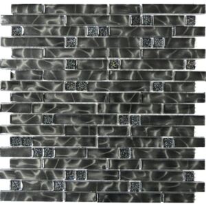 Mozaic sticla XCM MV708 negru 29,8x30 cm