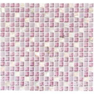 Mozaic sticla-piatra naturala XCM M940 roz 30,5x32,2 cm