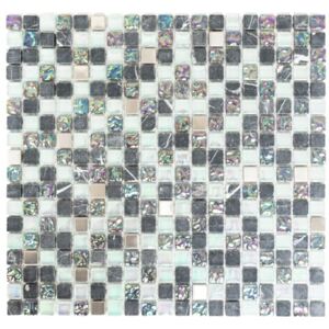 Mozaic sticla, piatra naturala si metal XCM M840 mix gri 30,5x32,2 cm