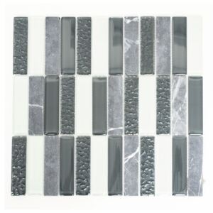 Mozaic sticla-piatra naturala XCM MS826 mix gri 30,4x32,2 cm