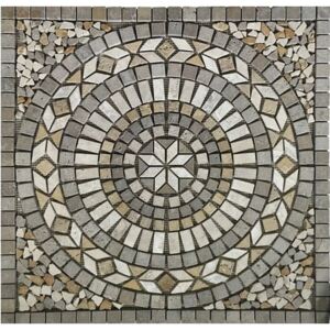 Decor mozaic Firenze, marmura si travertin pe plasa, 60x60 cm