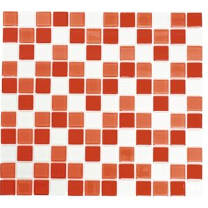 Mozaic sticla mix rosu-alb 30,2x32,7 cm