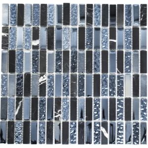 Mozaic sticla-piatra naturala XCM SM86 negru 31x32,2 cm