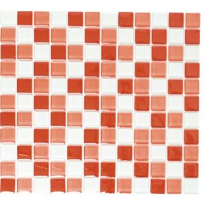 Mozaic sticla mix rosu-alb 30,5x32,5 cm