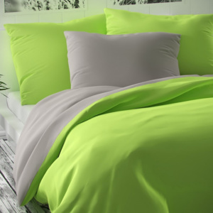 Lenjerie de pat din satin Luxury Collection, verde deschis/gri deschis, 140 x 200 cm, 70 x 90 cm, 140 x 200 cm, 70 x 90 cm