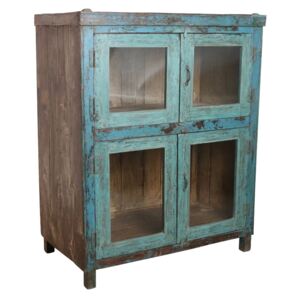 Vitrina albastra din lemn si sticla 139 cm Savia Doors Raw Materials