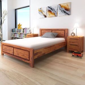 Cadru de pat, maro, 140 x 200 cm, lemn masiv de acacia
