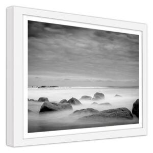 CARO Imagine în cadru - Stones In The Fog 40x30 cm Alb