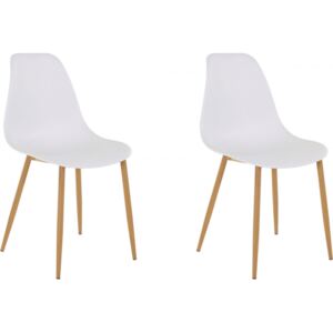 Set de 2 scaune Miller -plastic/stejar - albe