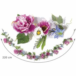 Ghirlanda flori artificiale peonia margarete albe roz albastru cm 220 H