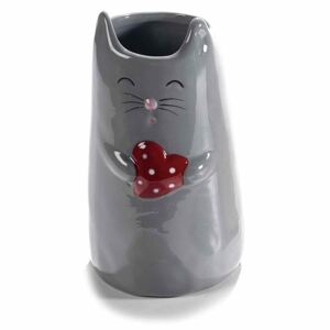 Vaza ceramica gri model Pisica 10 cm x 16 cm