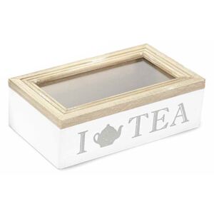 Cutie ceai lemn alb natur I Love Tea sticla cm 16 x 9 cm x 5 H