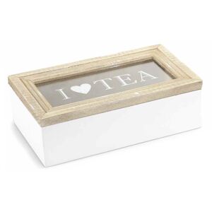 Cutie ceai lemn alb natur sticla cm 16 x 9 cm x 5 H