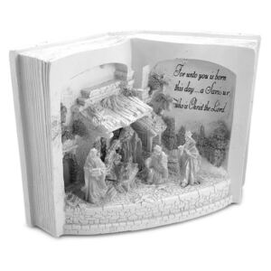 Decoratiune Craciun, Nasterea Domnului in Bethlehem in carte, 3 LED, 3xAA, 27x19 cm