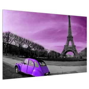Tablou cu turnul Eiffel și mașină violet (K011375K9060)