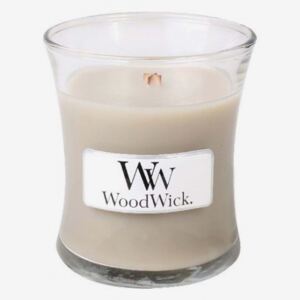 WoodWick bej parfumata lumanare Wood Smoke vaza mica