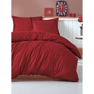 Lenjerie de pat premium satin de lux, Cotton Box, Stripe - Claret Red