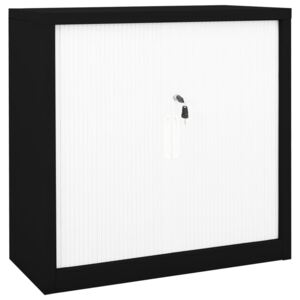 Dulap cu ușă glisantă, negru și alb, 90x40x90 cm, oțel