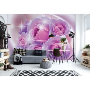 Fototapet - Sparkling Flowers Pink And Purple Vliesová tapeta - 312x219 cm
