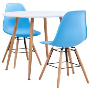 Set de mobilier bucătărie, 3 piese, albastru, material plastic