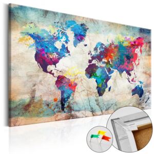 Tablou din plută - World Map: Colourful Madness 90x60 cm