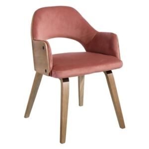 Scaun din lemn si catifea roz Bistro Ixia