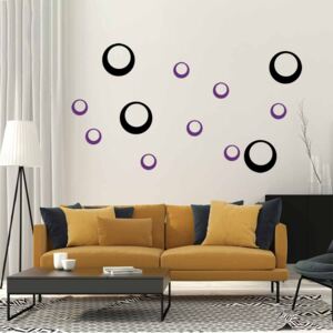 GLIX Decorative circles - autocolant de perete Negru și violet 95 x 65 cm
