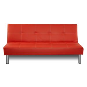 Canapea extensibilă Elena cu husă din piele ecologică roșie