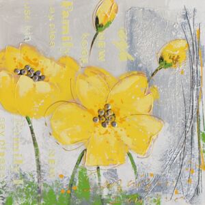 Falc Mână pictată imagine - Yellow Poppy 1, 60x60 cm