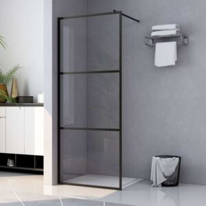 Paravan duș walk-in, negru, 90x195 cm, sticlă ESG transparentă
