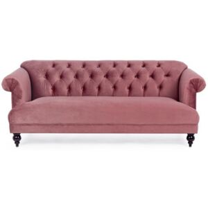 Canapea roz din catifea si lemn pentru 3 persoane Blossom Bizzotto