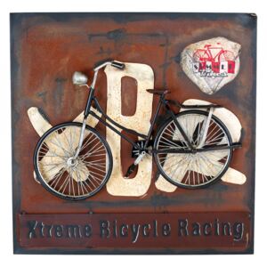 Decoratiune multicolora din metal pentru perete 50x52 cm Vintage Bicycle