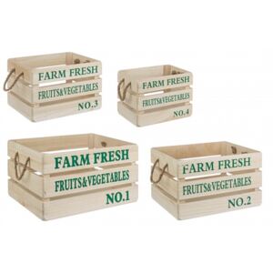 Set 4 cutii maro/verzi din lemn Farm Fresh Bizzotto